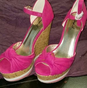 Brand New! Pink wedge heels